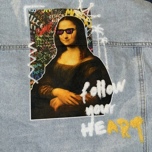 NWT • Trio Urban • Mona Lisa Heart Denim Crop Jacket • 200016-DNBLU • S/M • 😍 - Picture 7 of 11